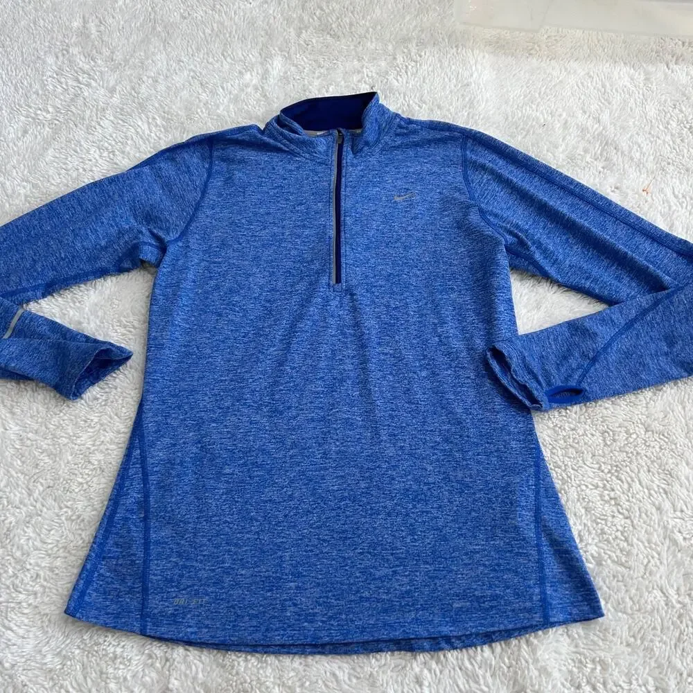 Nike Fit Dry Womens M Blue Running Quarter Zip Workout Athleisure Preppy Casual - Picture 2 of 7